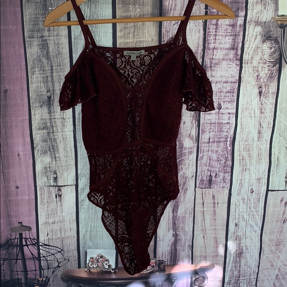 Charlotte Russe Burgundy lace bodysuit